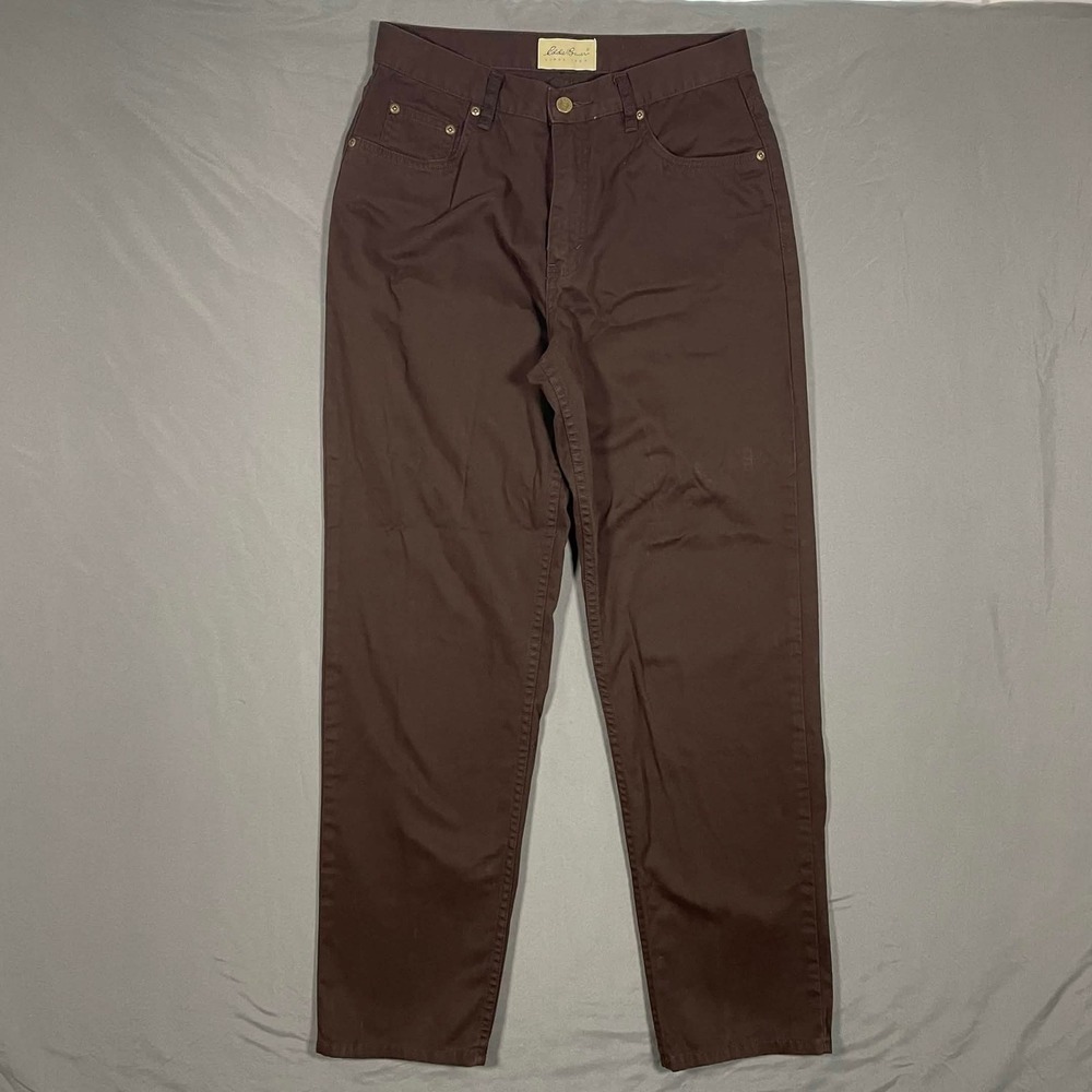 Eddie Bauer Womens Size 10 Brown Cotton Twill Straight Leg Chino Pants High Rise